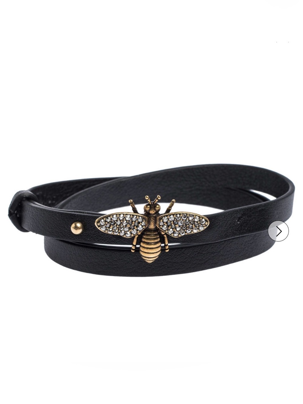 Authentic Christian Dior Crystal Bee Leather Wrap Bracelet | Like New